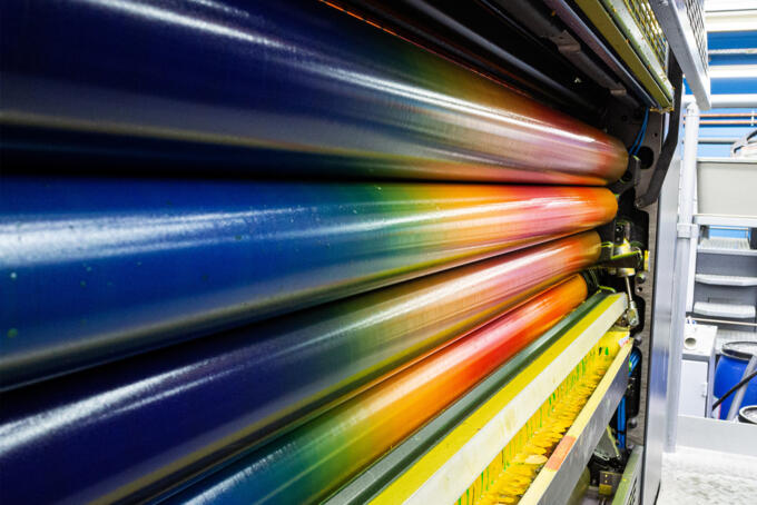 Irisdruck in der Druckmaschine